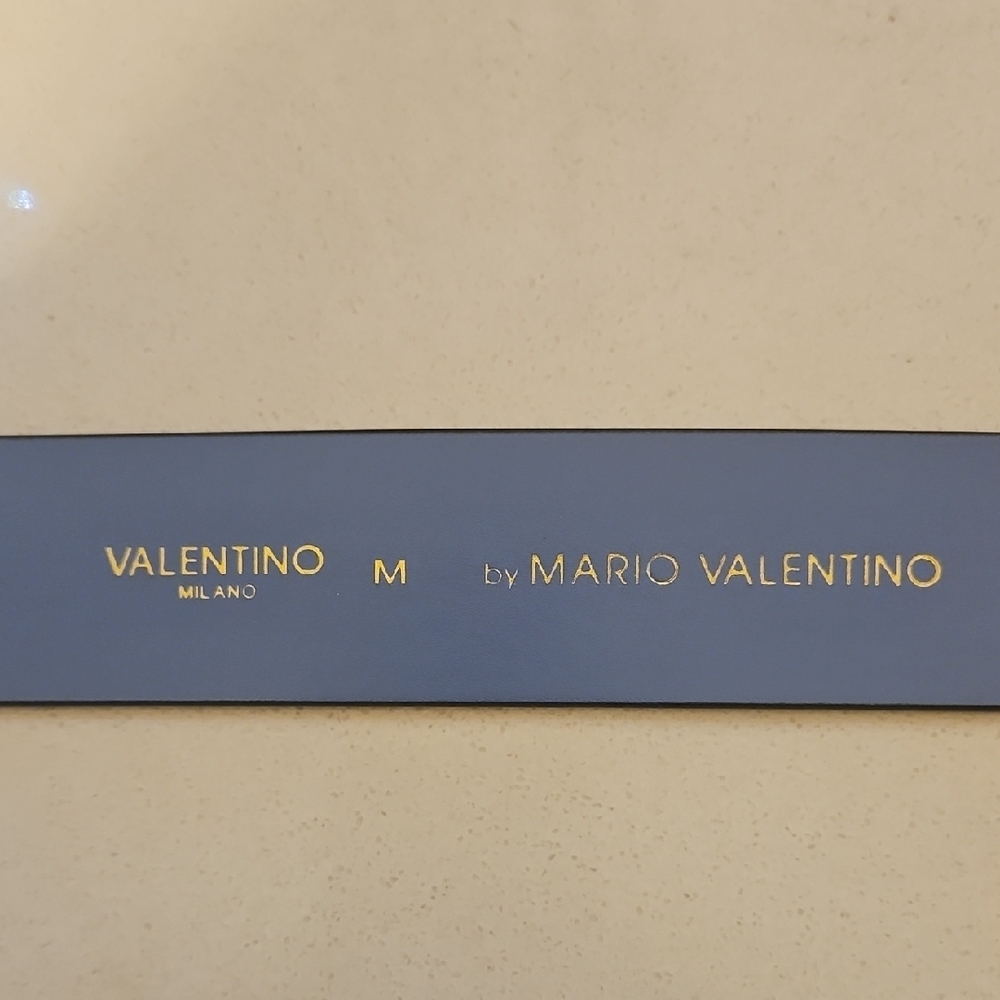 Valentino By Mario Valentino Blue Belt with Gold Buckle - Picture 3 of 5